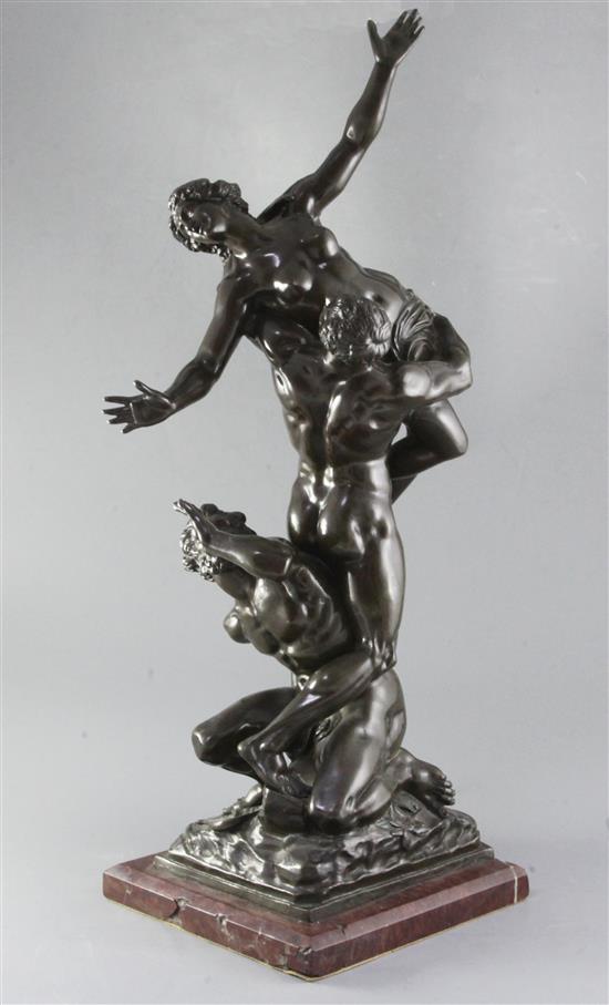 After Giambologna. A 19th century French bronze group Rape of the Sabine Women, height 24.75in.